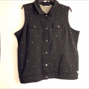 Quacker Factory Bling Design Black Vest - Size 2X